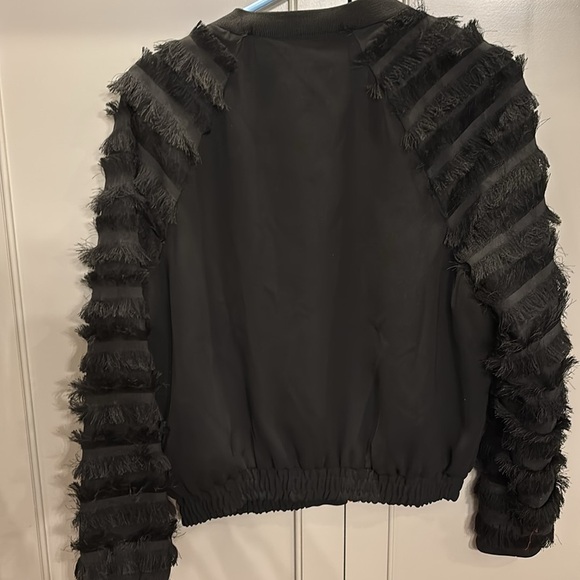 Zara Fringe Sleeve bomber Jacket - Women’s Size LG - Picture 5 of 6